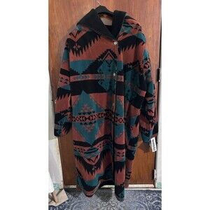 NOS Vintage Denali Fleece Women's sz XL Aztec Reversible Silver Button Coat